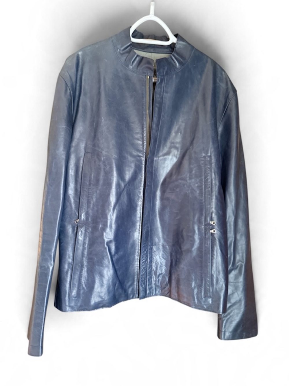 Men’s M0851 Blue Leather Jacket